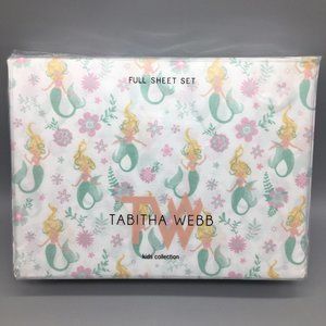 4pc Mermaid FULL Sheet Set Floral Ocean Pink Mint Green Tabitha Webb Designer